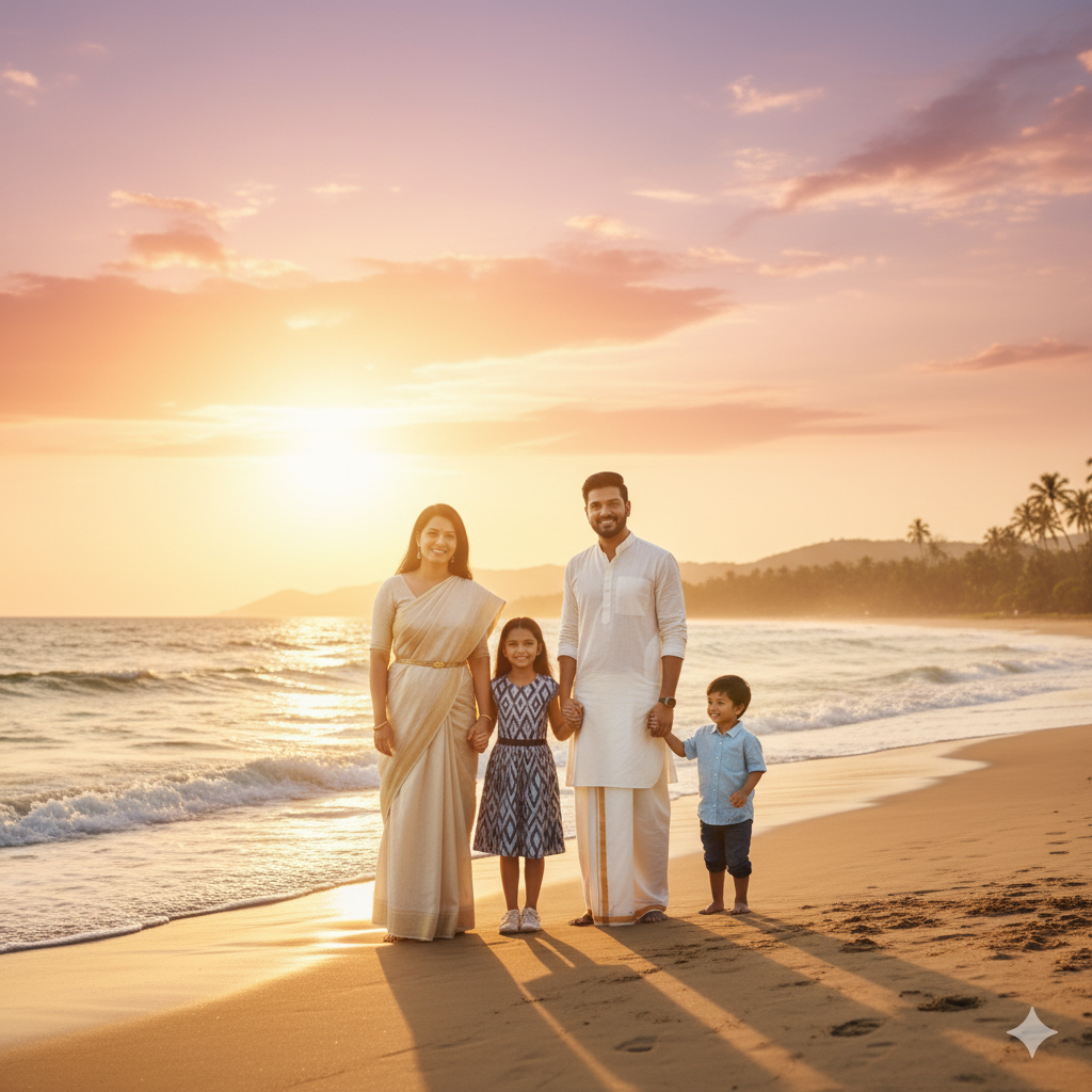 Beachside with Waves and Golden Hour Lighting