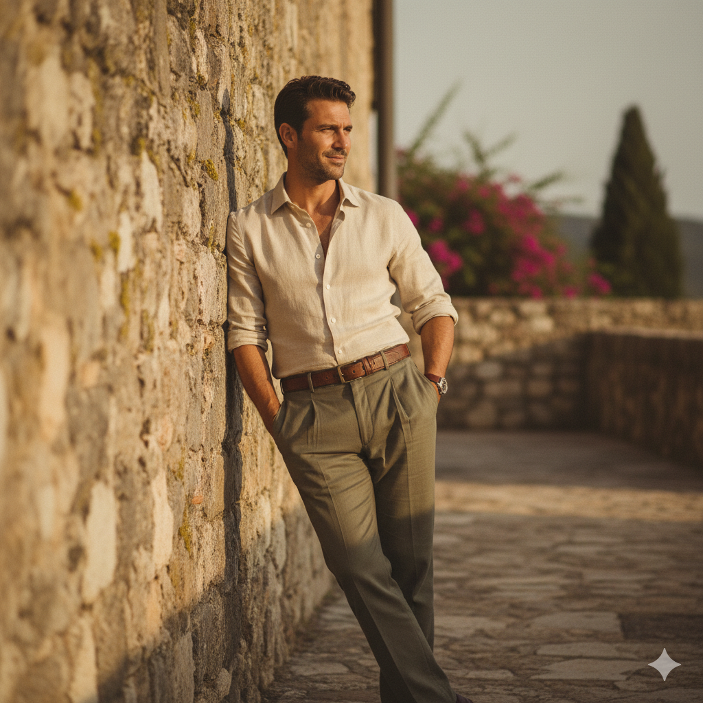 Stone wall in warm golden sunlight