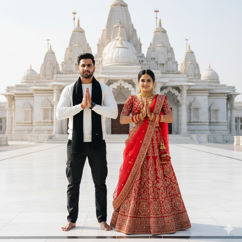 Indian couple - New Prem Mandir, Vrindavan