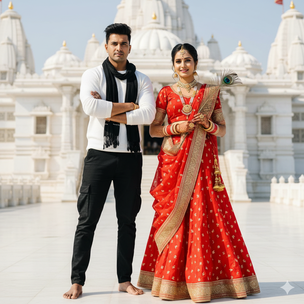 Indian couple - New Prem Mandir, Vrindavan
