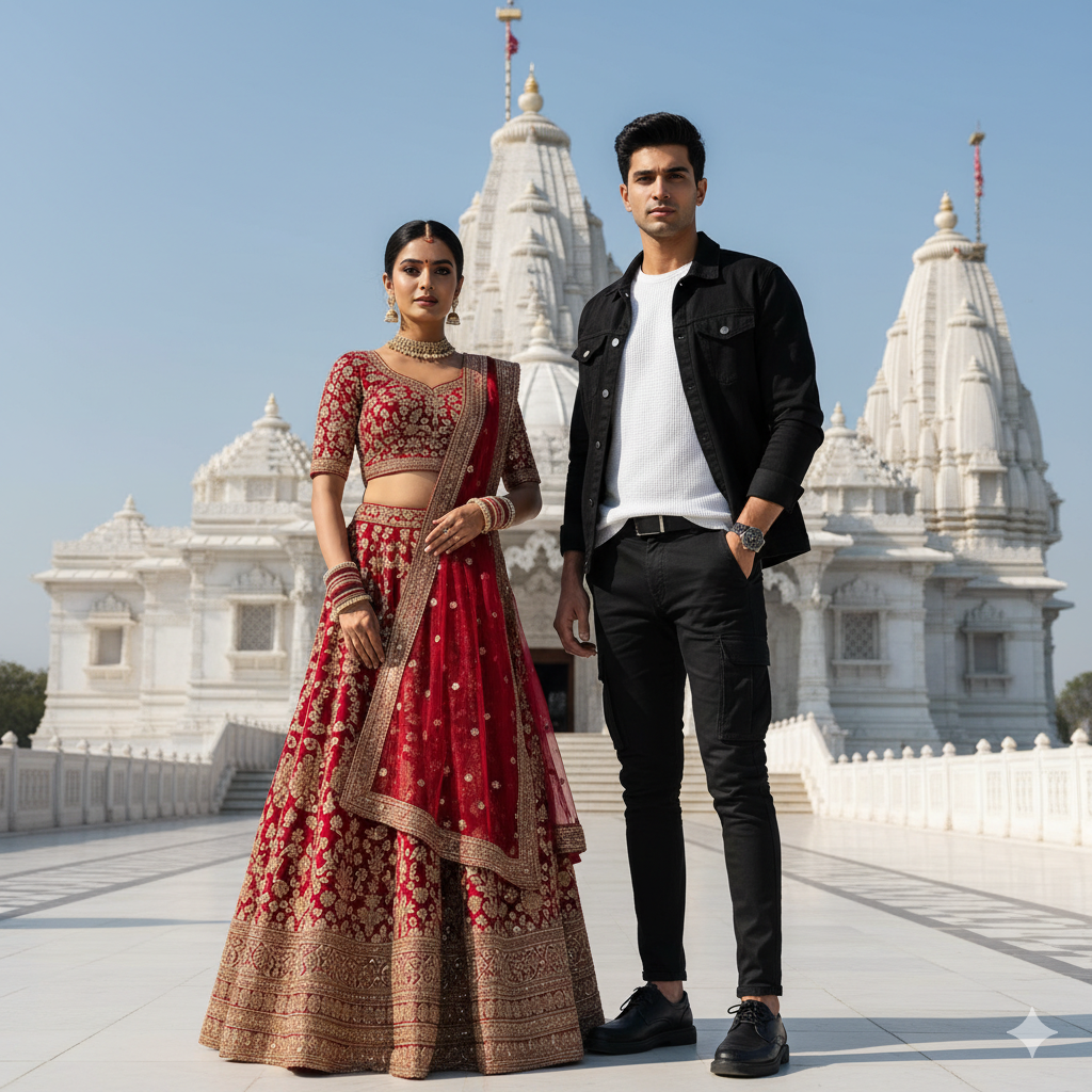 Indian couple - New Prem Mandir, Vrindavan