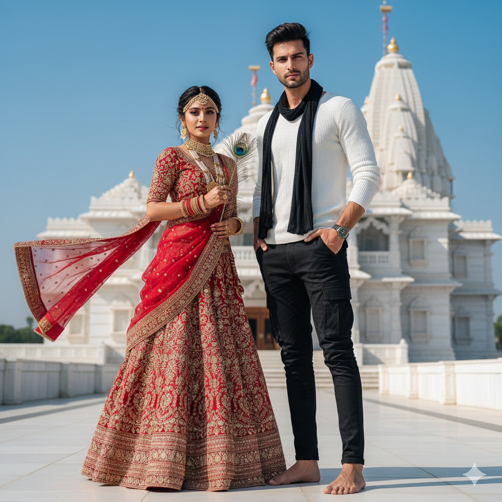 Indian couple - New Prem Mandir, Vrindavan