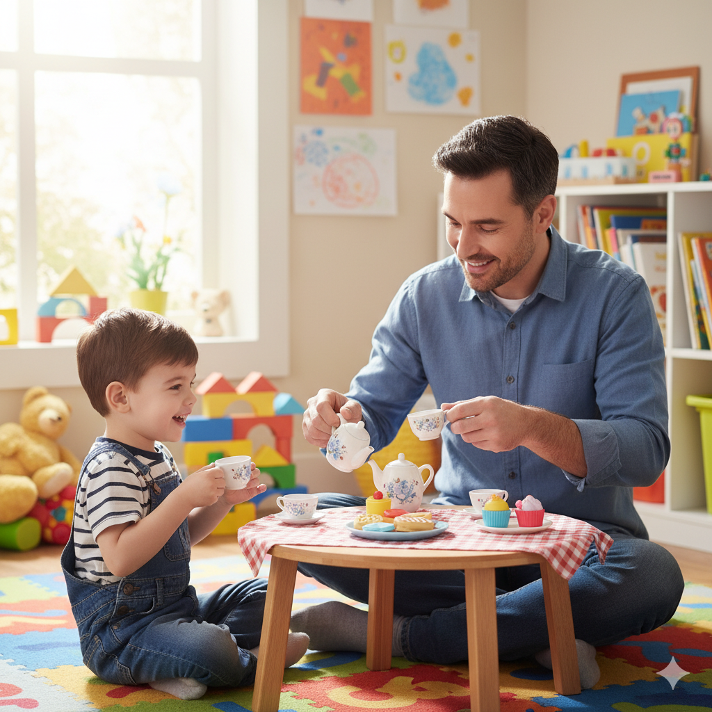 Adult sitting with myself as a child