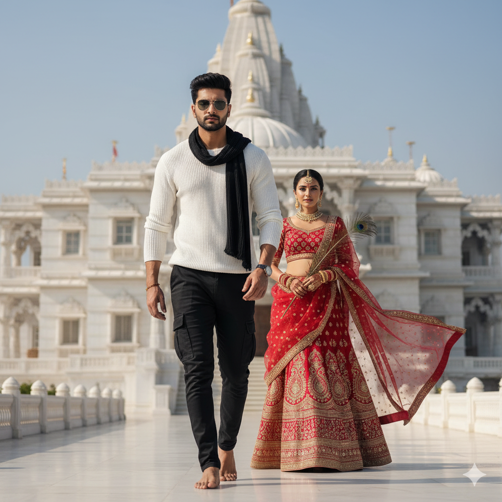 Indian couple - New Prem Mandir, Vrindavan
